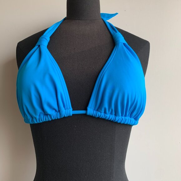 Billabong surf BLUE CRUSH era Vintage bikini solid blue halter top set RARE - Picture 3 of 7
